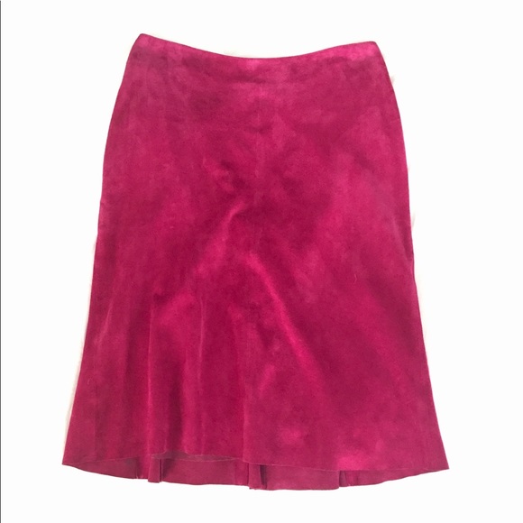 Vintage Tahari 💯% Leather Fuchsia Midi Skirt - Picture 3 of 8